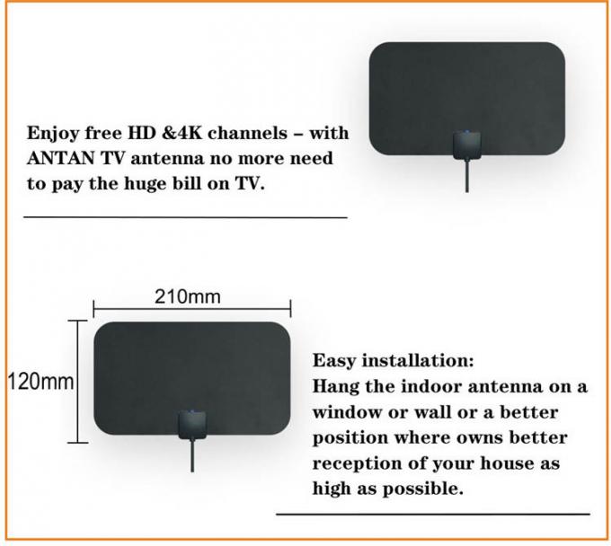 Da janela livre lisa do preço da Índia do cabo da tevê do VHF amplificador de antena interno da tevê de Digitas HD