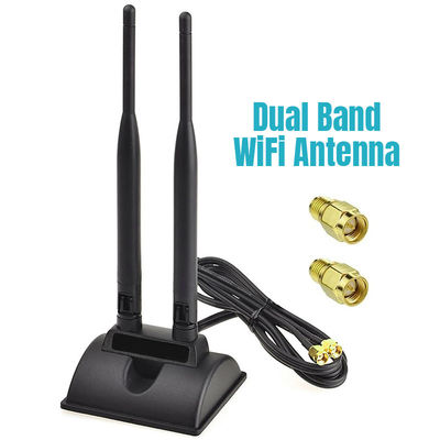 2.4GHz 5GHz Banda dupla aérea de comunicação Wi-Fi sem fio Antenna SMA Base magnética para cartão de rede PCI-E Adaptador USB Roteador