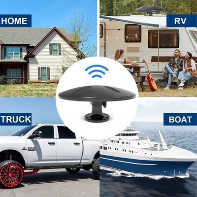 Televisão inteligente sinal de recepção aérea 360 para acampamento, Campervan Digital Motorhome Truck antena de viagem TV RV HDTV antena