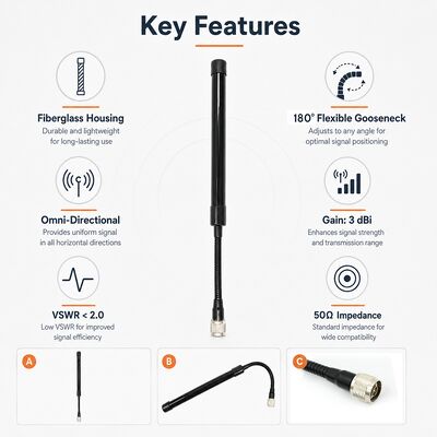 Antena Tática CS 433-510MHz Antena de Rádio Bidirecional de Alto Ganho para UV-K5 UV-K58 UV-K6 e Outros Rádios Bidirecionais Portáteis