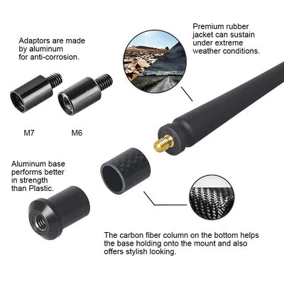 Substituição de borracha universal otimizada da antena de rádio do caminhão do recolhimento do CB com antena superior do carro do ganho da faixa de frequência 7-50MHz 5dBi