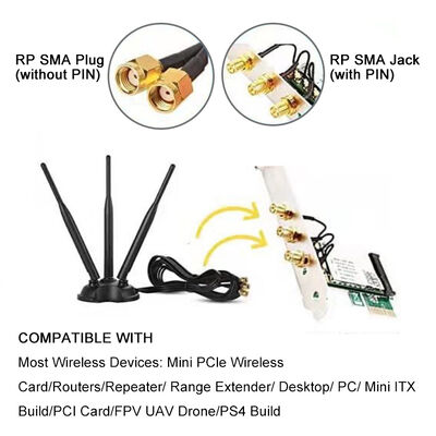 Antena WiFi Omni de Banda Dupla 2.4G 5.8G de Alto Ganho, Antena Omni 8dBi para Roteador WiFi e Placa de Rede Sem Fio