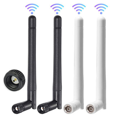 Antenas sem fio de borracha duplas de uma comunicação da antena 2.4GHz 5.8GHz do wifi da faixa com a antena masculina direita do ângulo 3dBi SMA